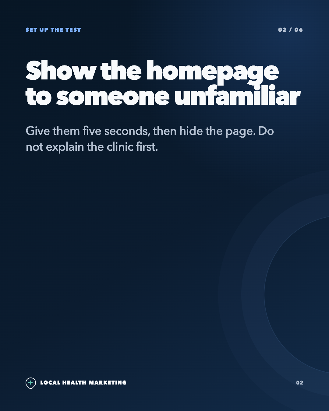 The five-second clinic homepage test slide 2 of 6